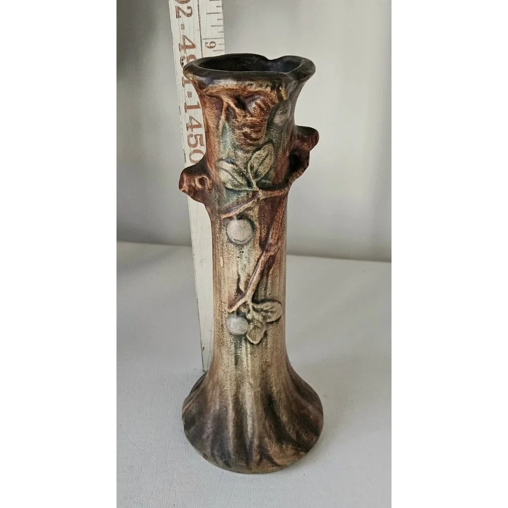 Vintage Weller Pottery Bud Vase Woodcraft Apple Tree